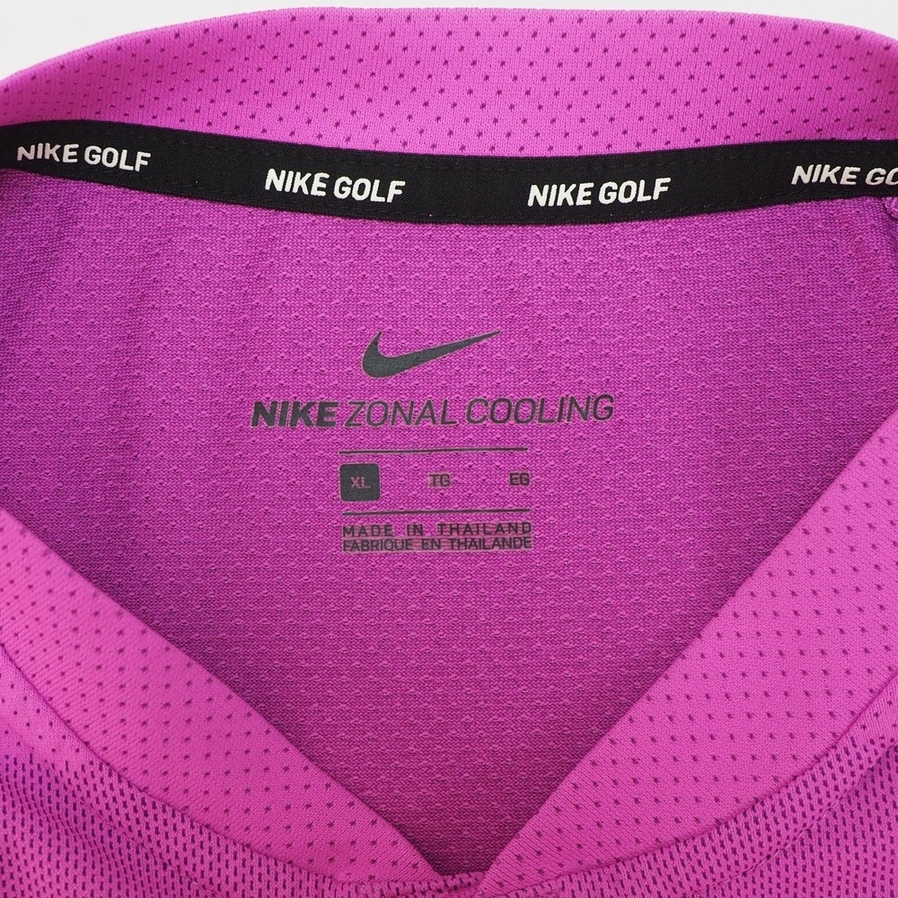 Nike Golf Zonal Cooling Blade Collar Polo Shirt Mens XL Pink Striped Momentum - Picture 4 of 4
